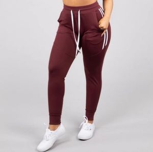 BUFFBUNNY Striped Joggers Lg. Windsor Wine